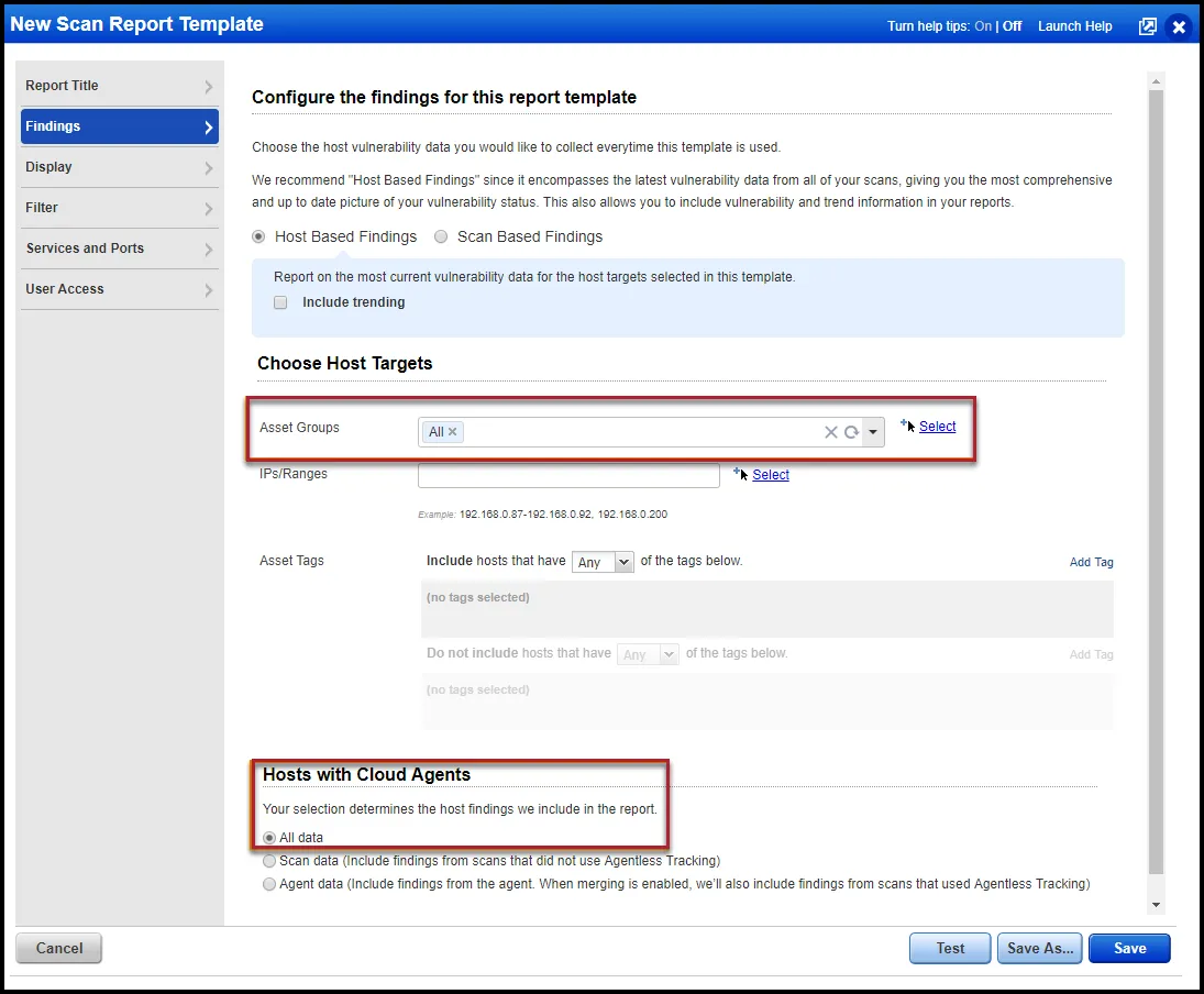 Qualys Vuln Report - New Scan Report Template - Findings