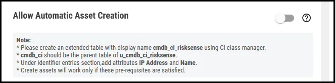 ServiceNow CMDB - Allow Automatic Asset Creation