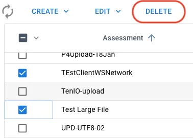 Delete Assessment - Select Assessment