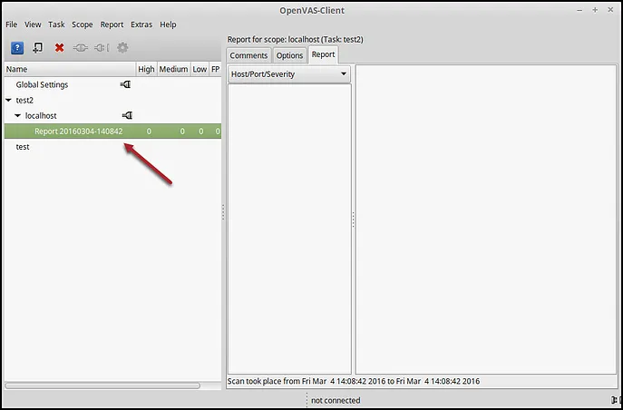OpenVAS Export - Select Scan