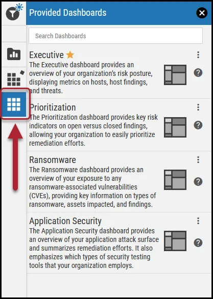 Configurable Dashboards - Provided Dashboards Menu Configurable Dashboards - Provided Dashboards Menu