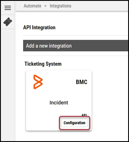 BMC Remedy Connector - Configuration Button Location