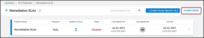 SLA Walkthrough - Change Order Button Location