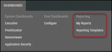 Reporting Menu Location