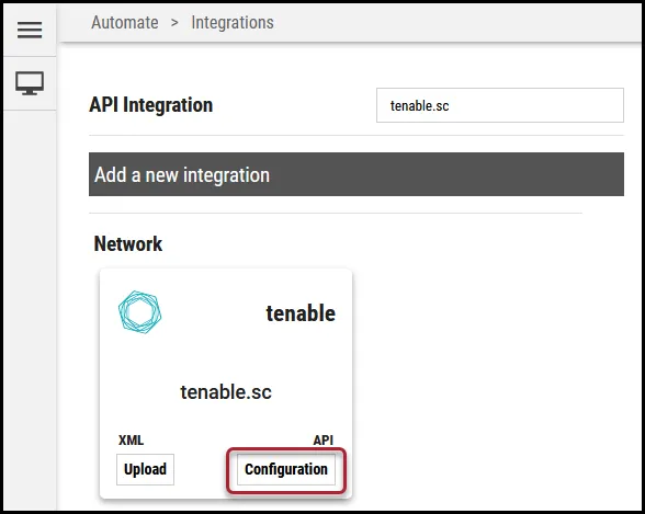 Tenable Security Center - Tenable.sc Configuration Button Location