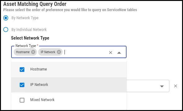 ServiceNow CMDB - By Network Type - Select Network Type