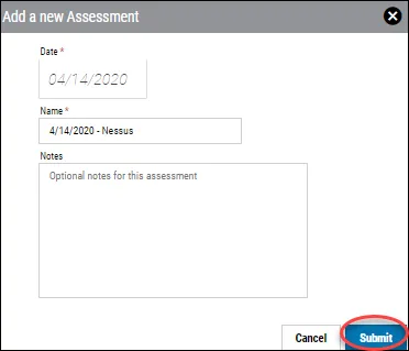 Manual Upload - Add a New Assessment