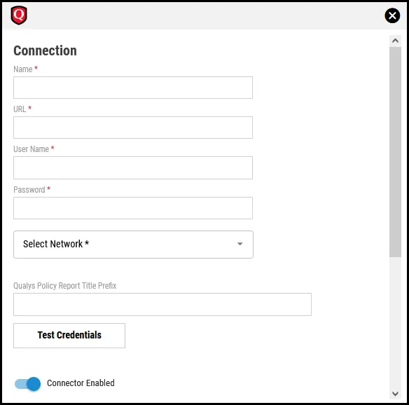 Qualys PC - Connection Section
