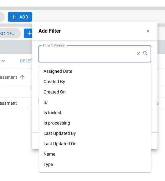 Assessments Page - Filter-2