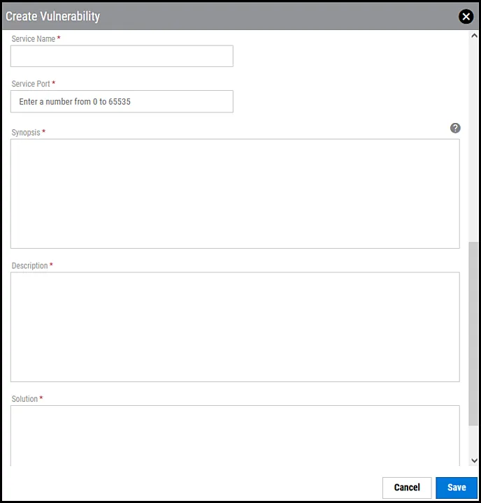 Create Vulnerability Host - Create Vulnerability Bottom