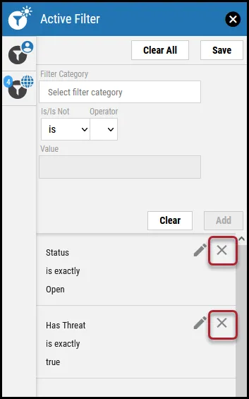 Clearing Active Filters - Clear Filter from Active Filter Pane