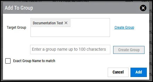 Add Host to Group - Expanded Add to Group Window Add Host to Group - Expanded Add to Group Window