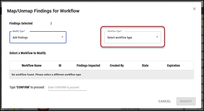 Findings to Workflow - Workflow Type Findings to Workflow - Workflow Type