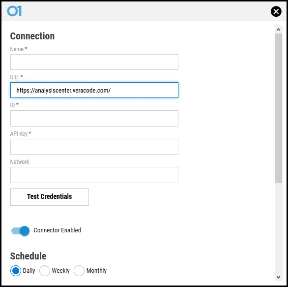 Veracode Connector - Connector Configuration Window