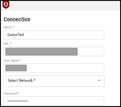 Qualys VMDR - Connection Window Qualys VMDR - Connection Window