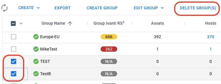 Delete Group - Select Group Delete Group - Select Group