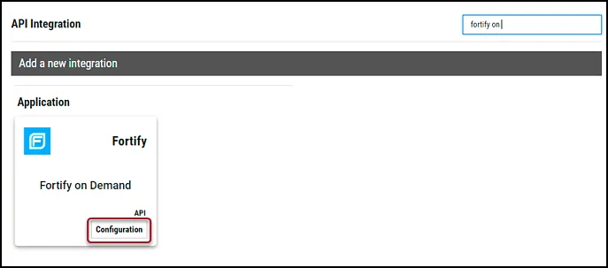 Fortify on Demand - Configuration Button Location