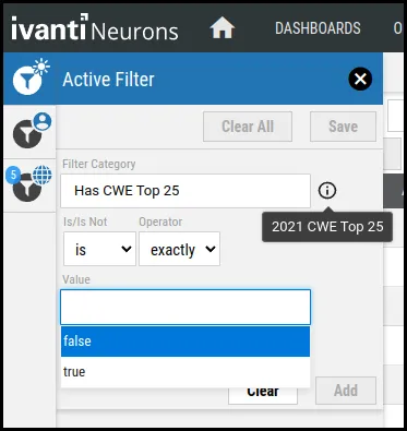 RS3 Update - Has CWE Top 25 Filter