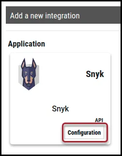 Snyk Connector - Configuration Button Location Snyk Connector - Configuration Button Location