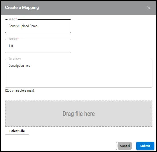 Generic Upload Guide - Create a Mapping Window