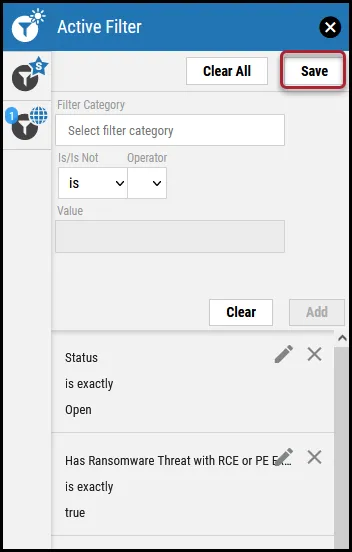 Saving a Filter - Save Button Location