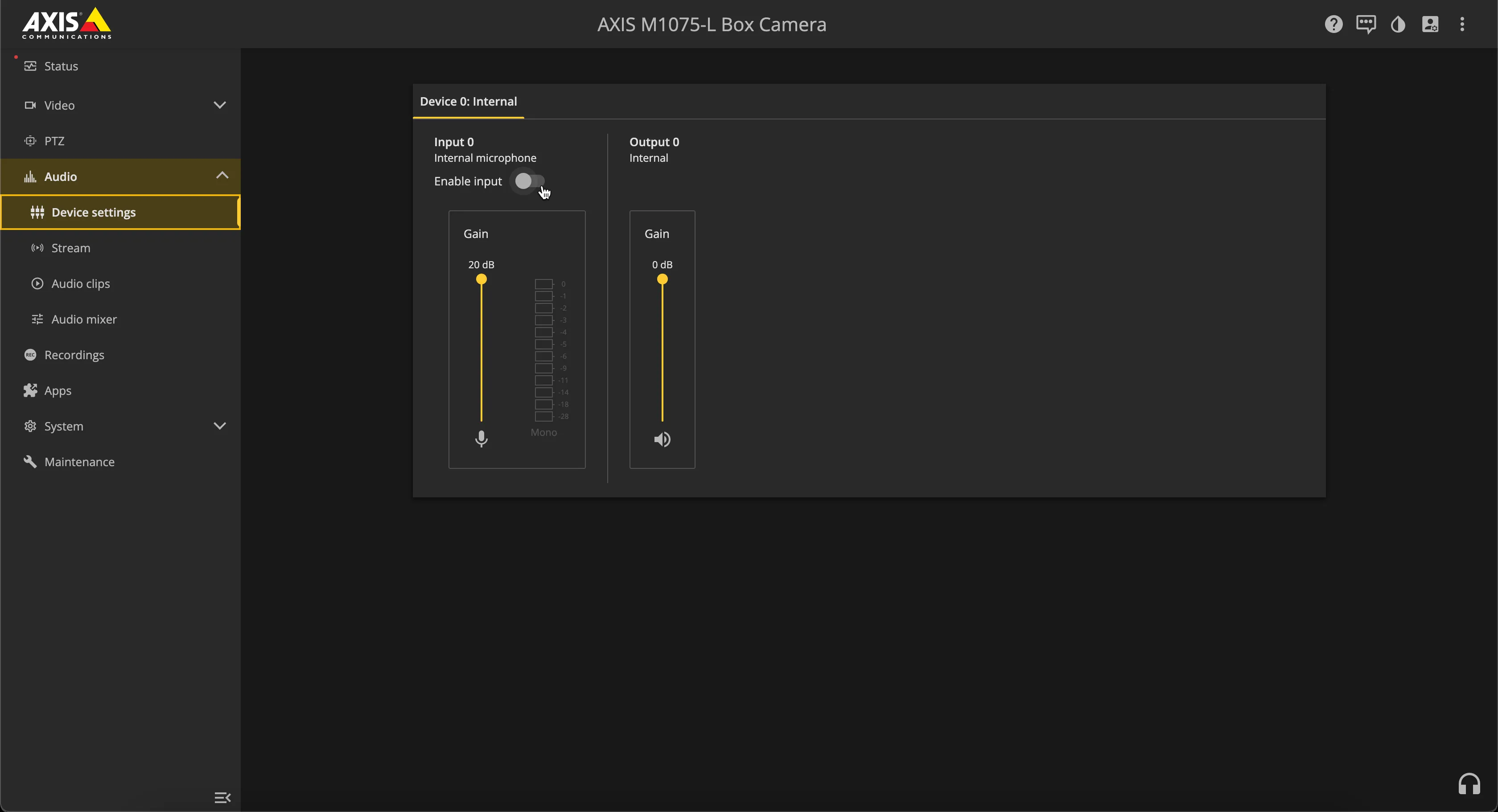 AXIS - Device settings