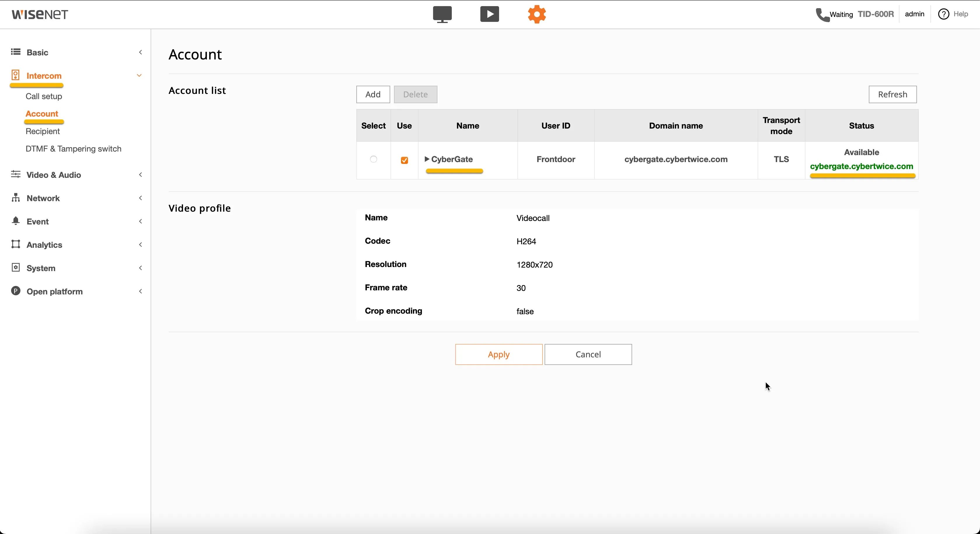Hanwha - Account - P2P verwijderd Hanwha - Account - P2P verwijderd