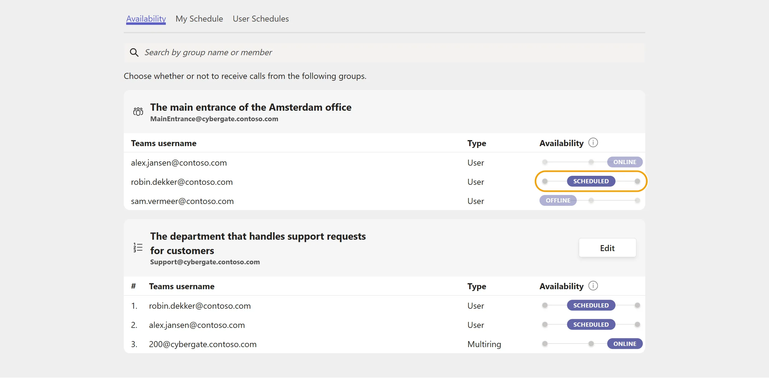CyberGate App - Availability - set your own availability status