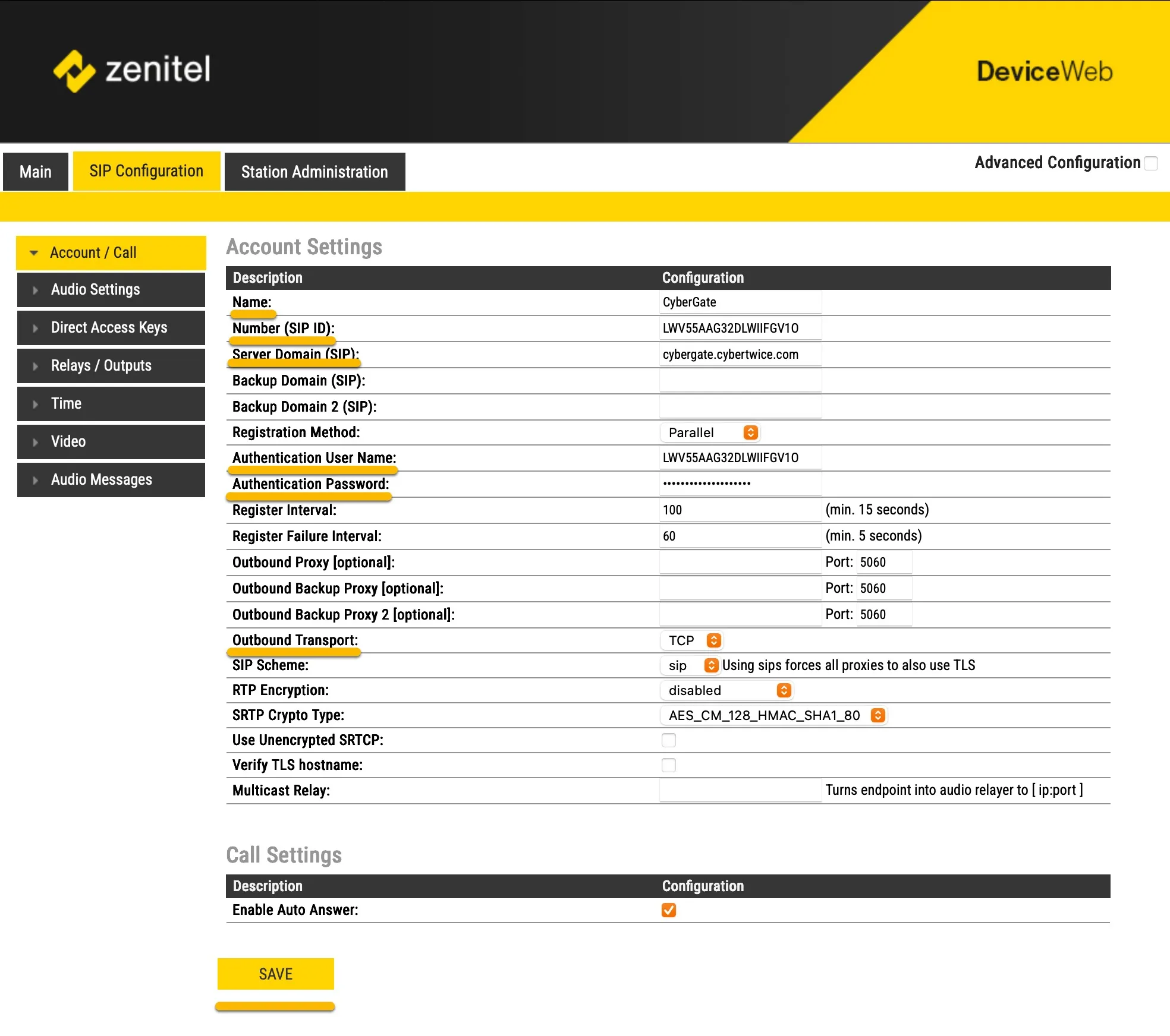 Zenitel - SIP - TCP