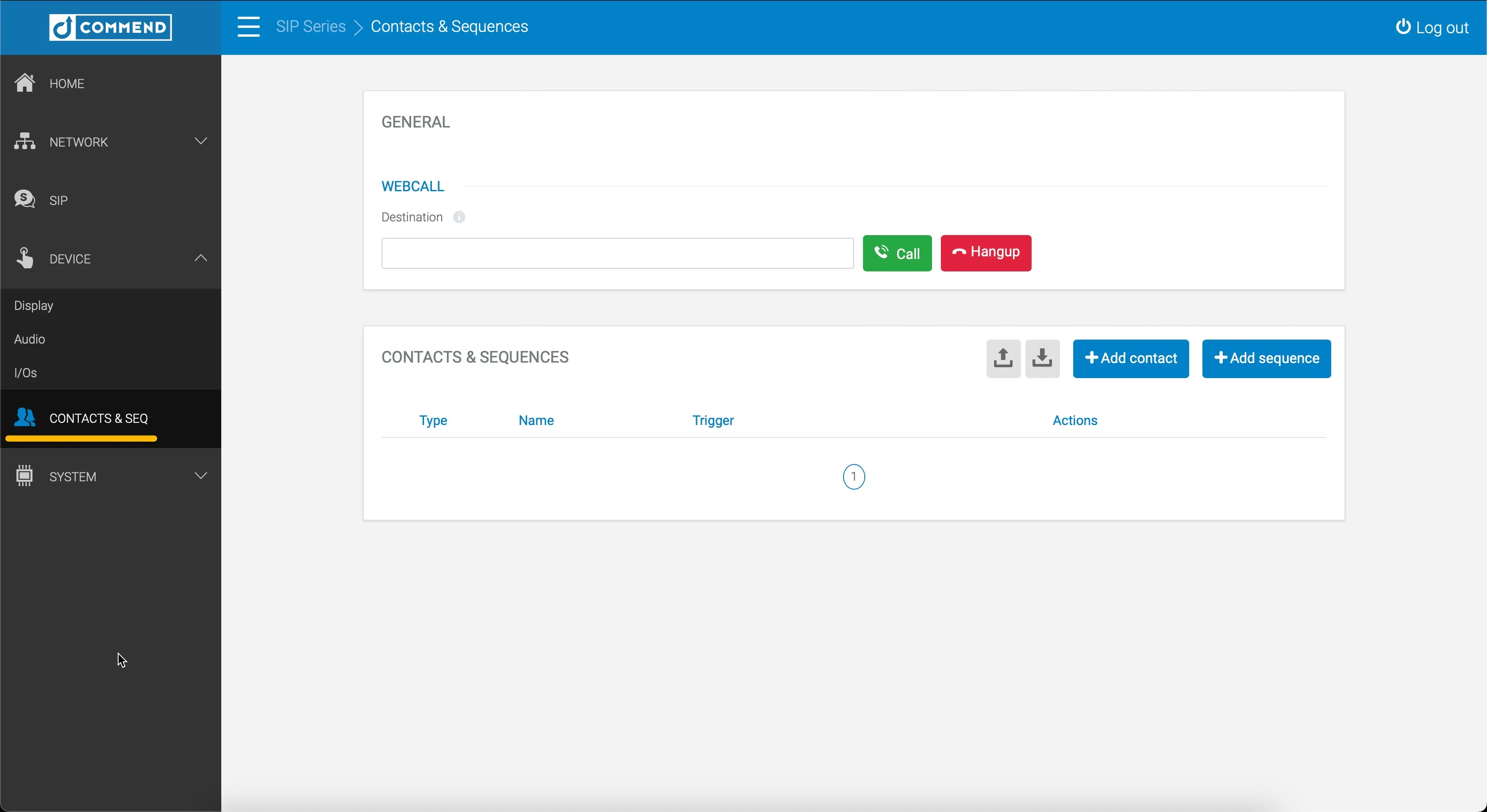 Commend - Contacts & Sequence