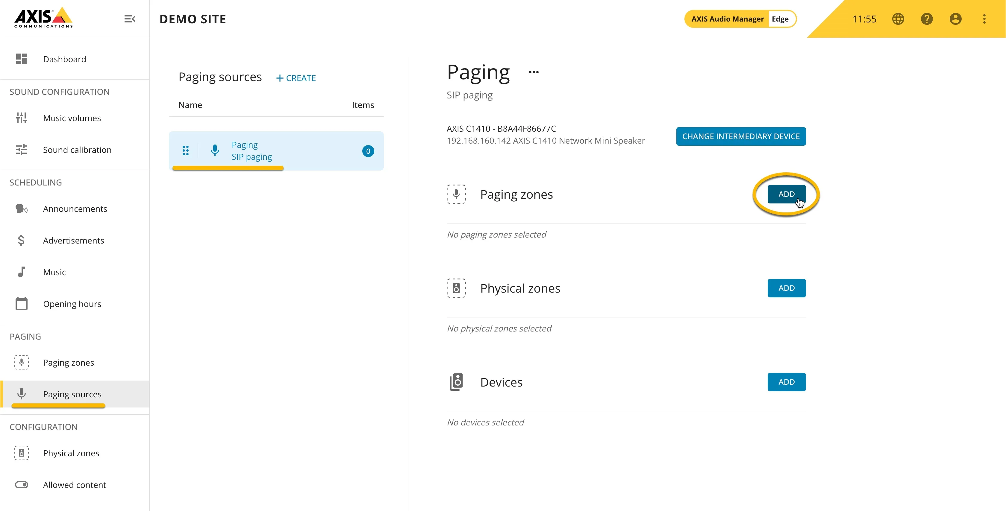 AXIS audio manager Edge - Select Paging zones AXIS audio manager Edge - Select Paging zones