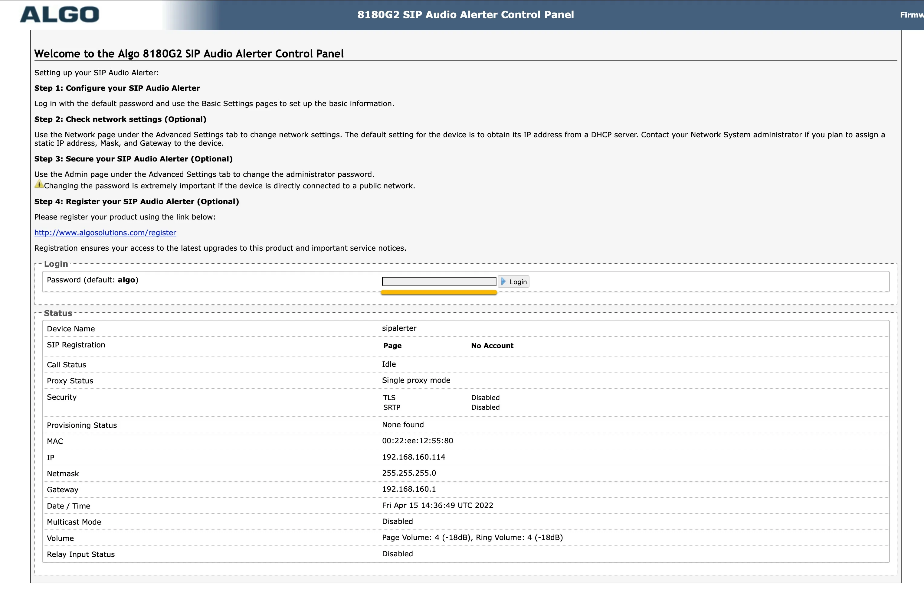 Algo - Login page Algo - Login page