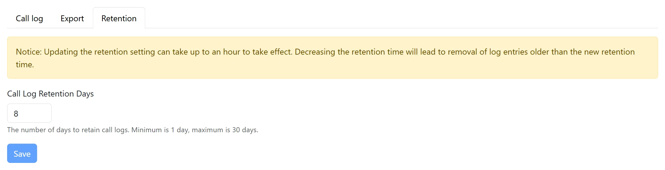 The Retention tab
