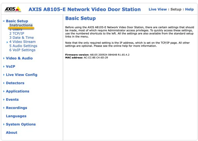AXIS - Basic setup