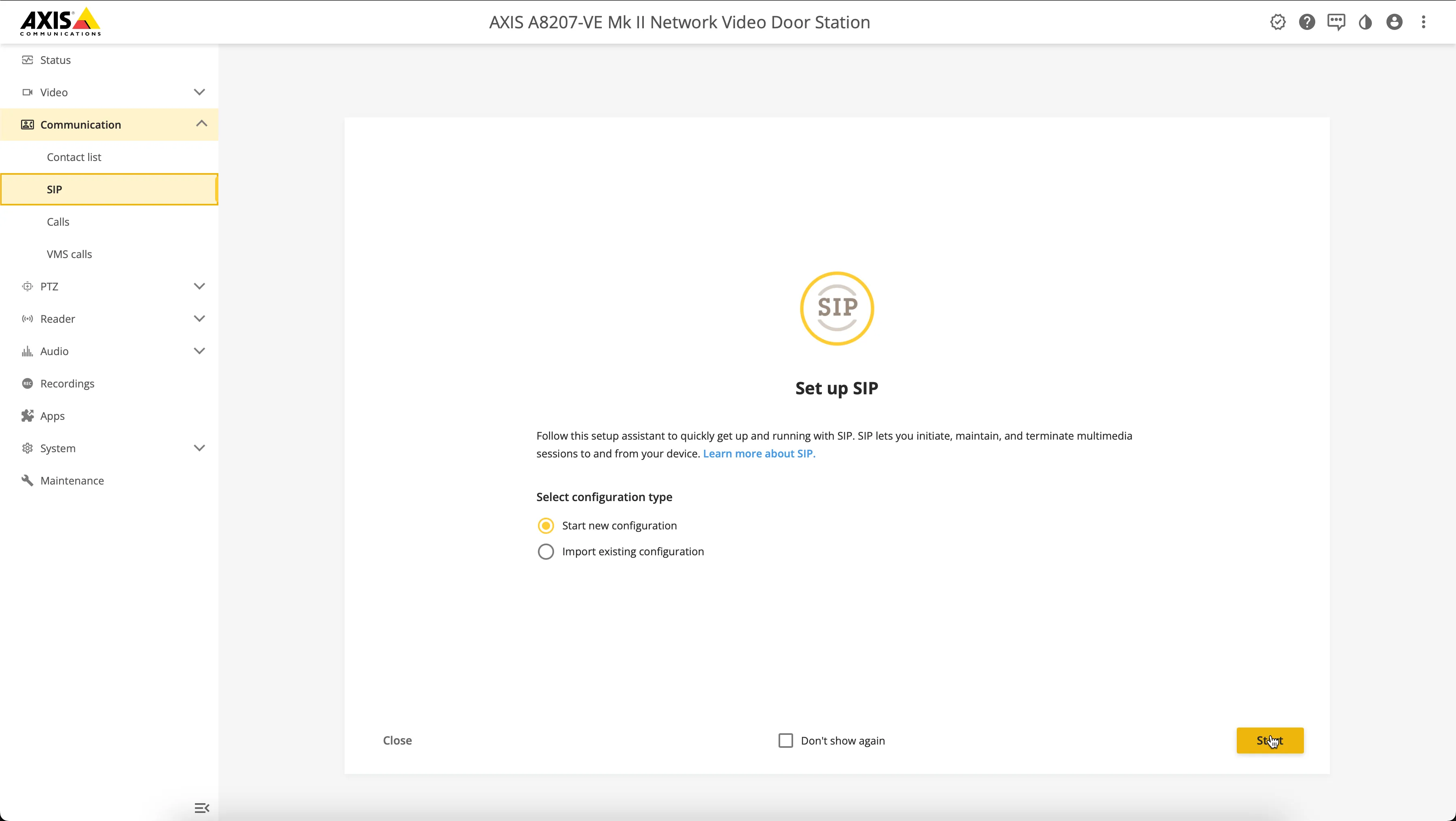 AXIS - Setup SIP