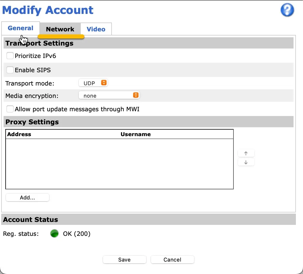 AXIS - Add Account - Network