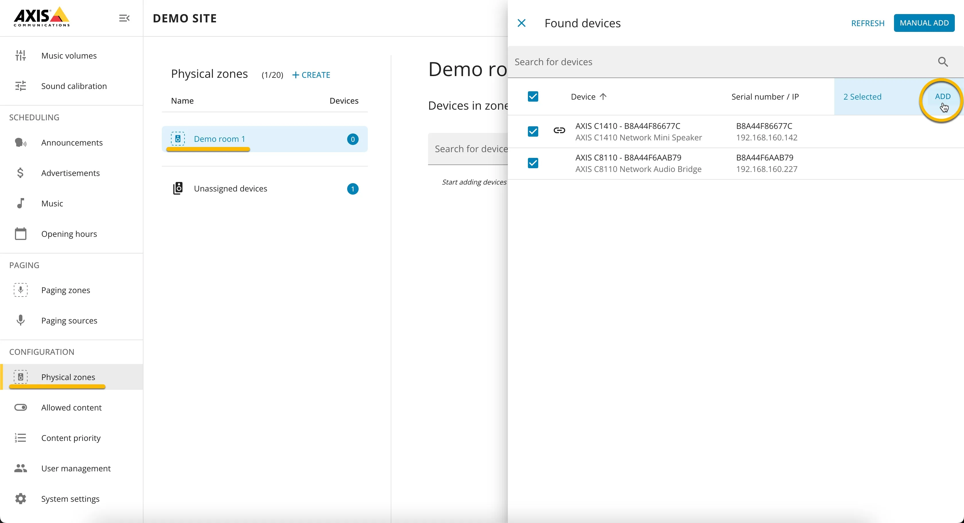 AXIS audio manager Edge - Add devices AXIS audio manager Edge - Add devices