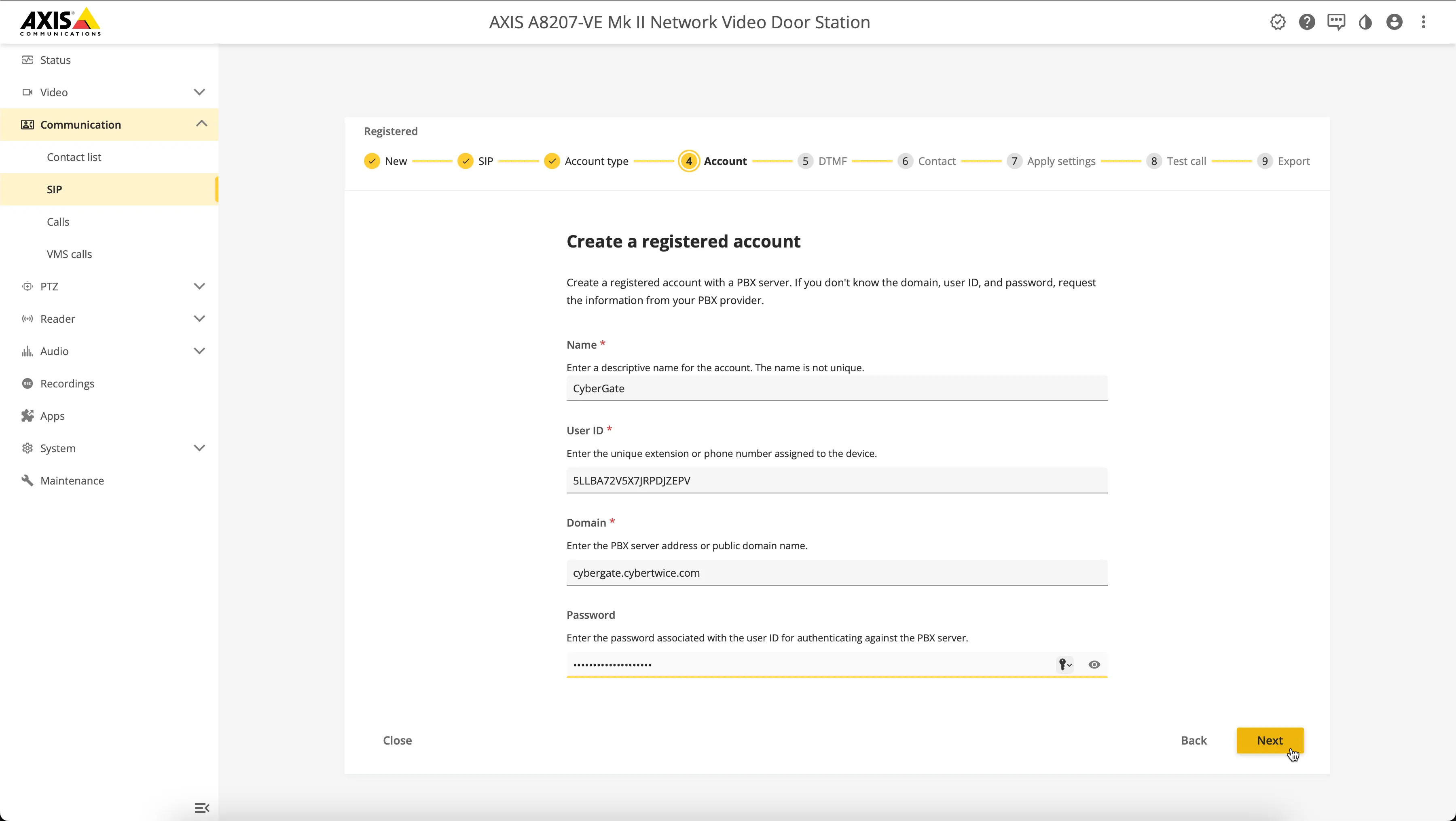 AXIS - Create account