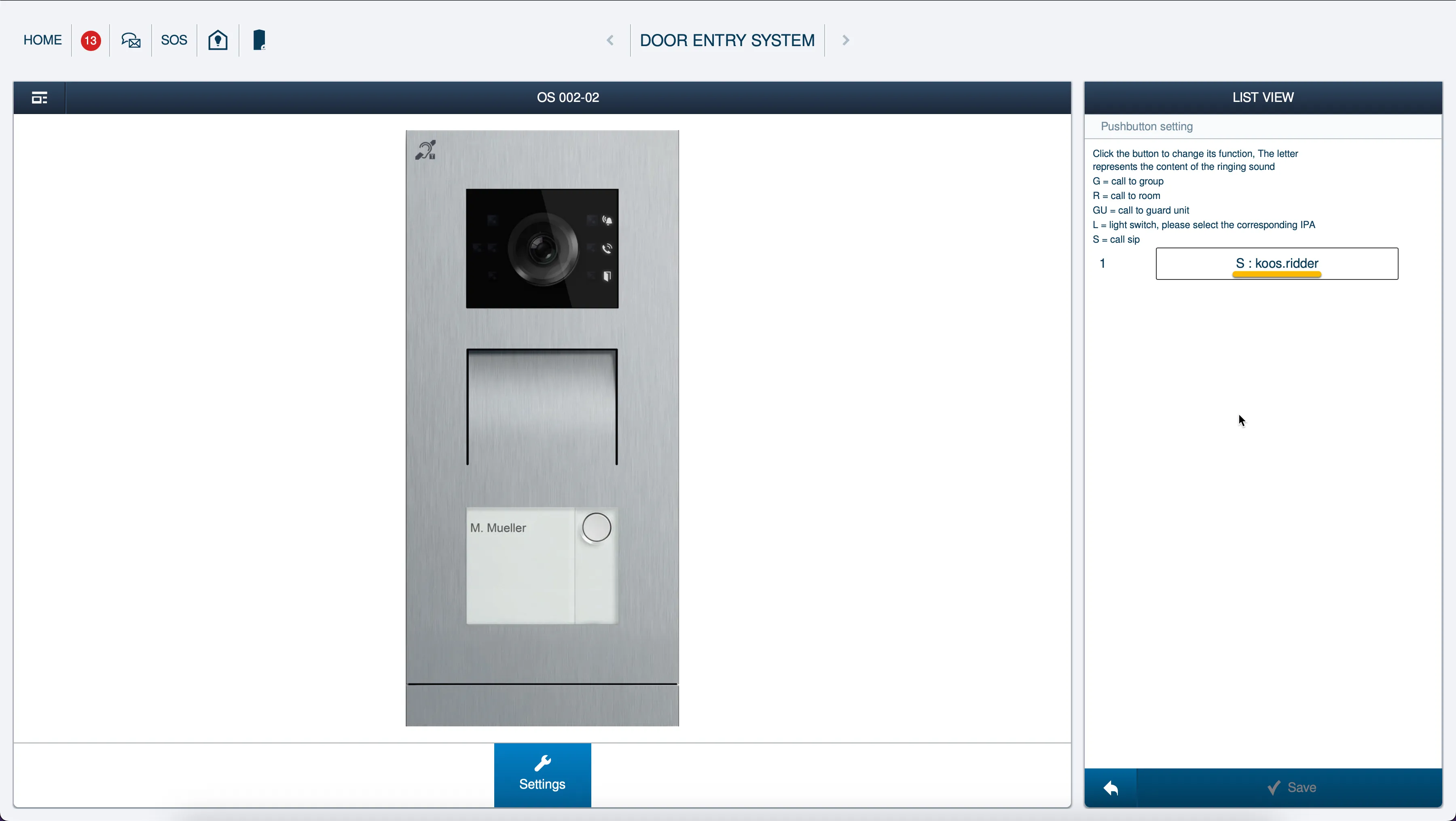 Pushbutton destination added