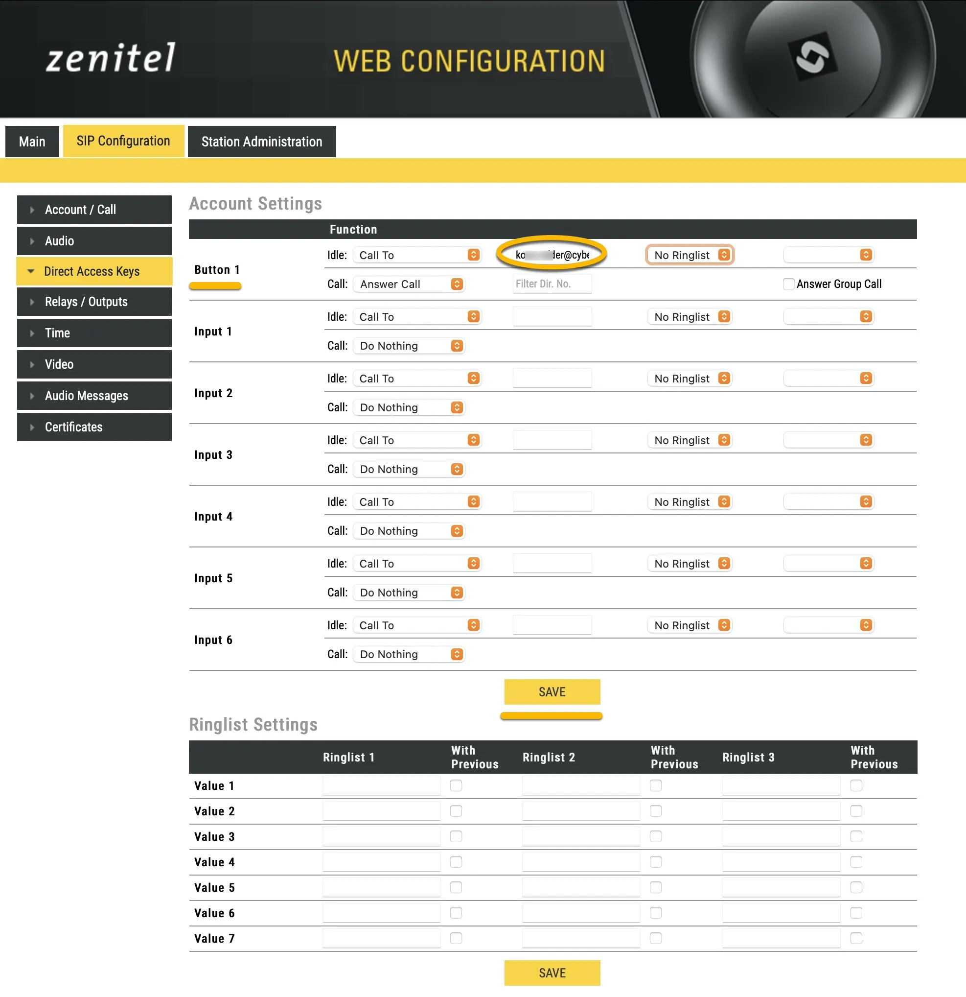 Zenitel - Direct Access Key - Destination
