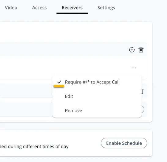 Verkada - Disable 'Require #/* to Accept Call'