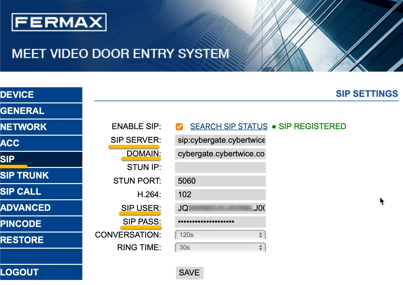 Fermax - SIP