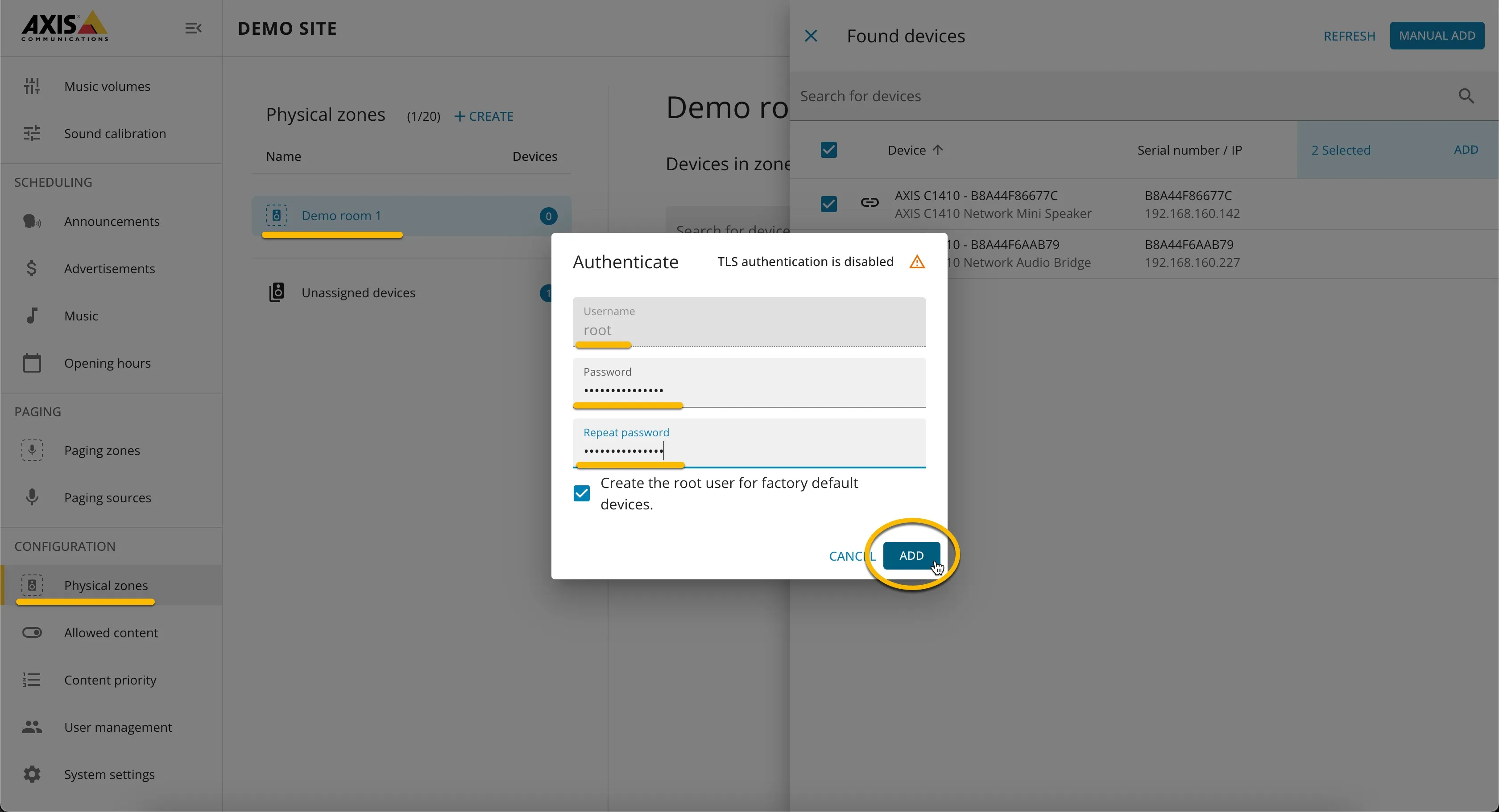 AXIS audio manager Edge - Authenticate AXIS audio manager Edge - Authenticate