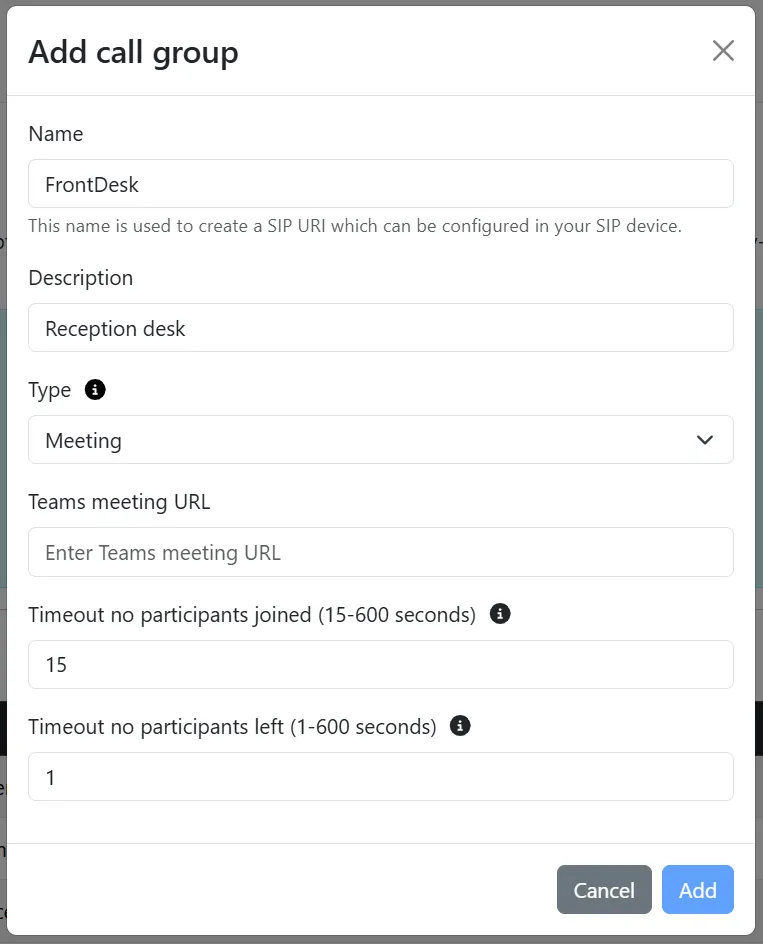 add a Meeting group