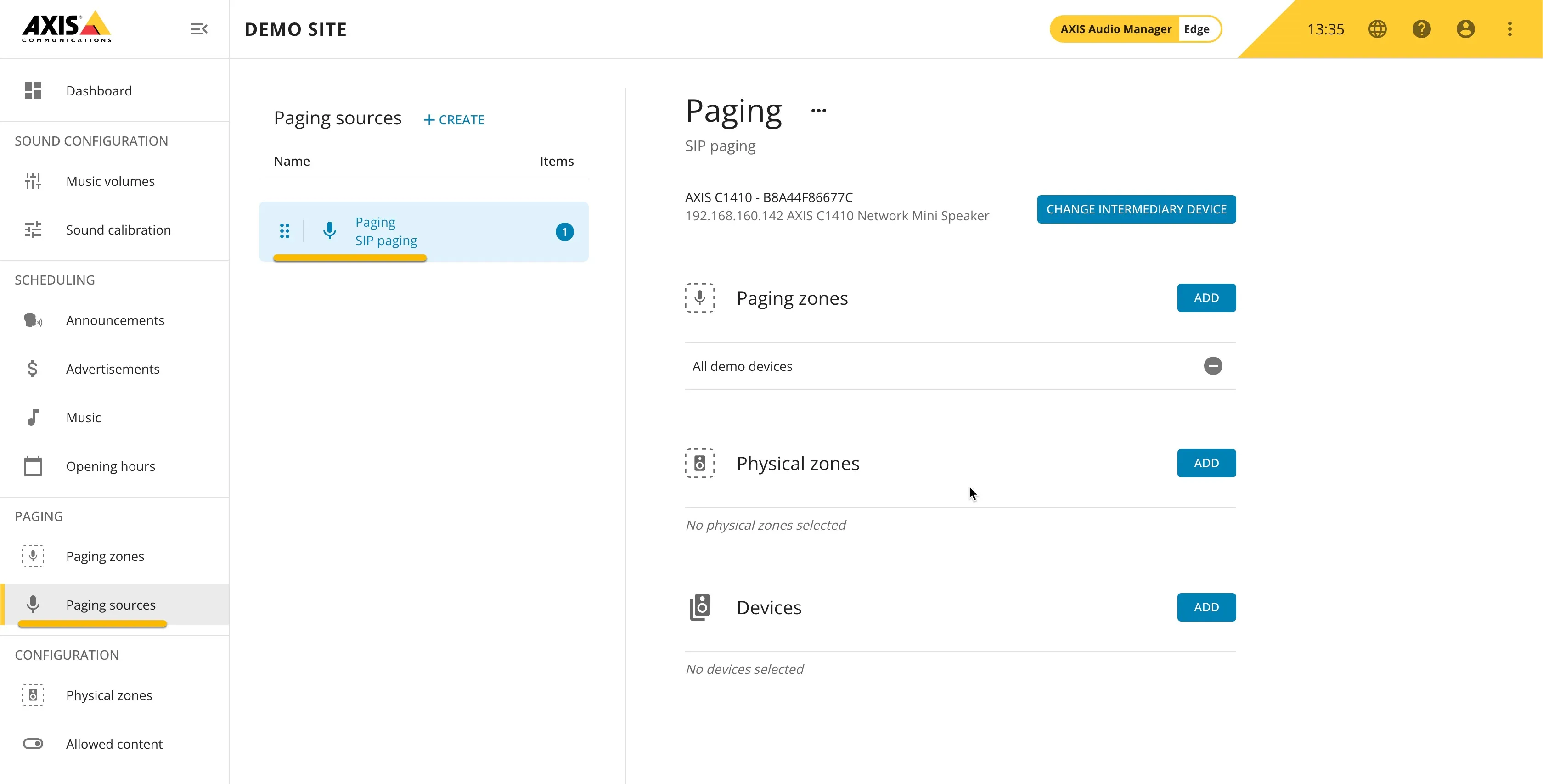 AXIS audio manager Edge - Paging set up successfully AXIS audio manager Edge - Paging set up successfully