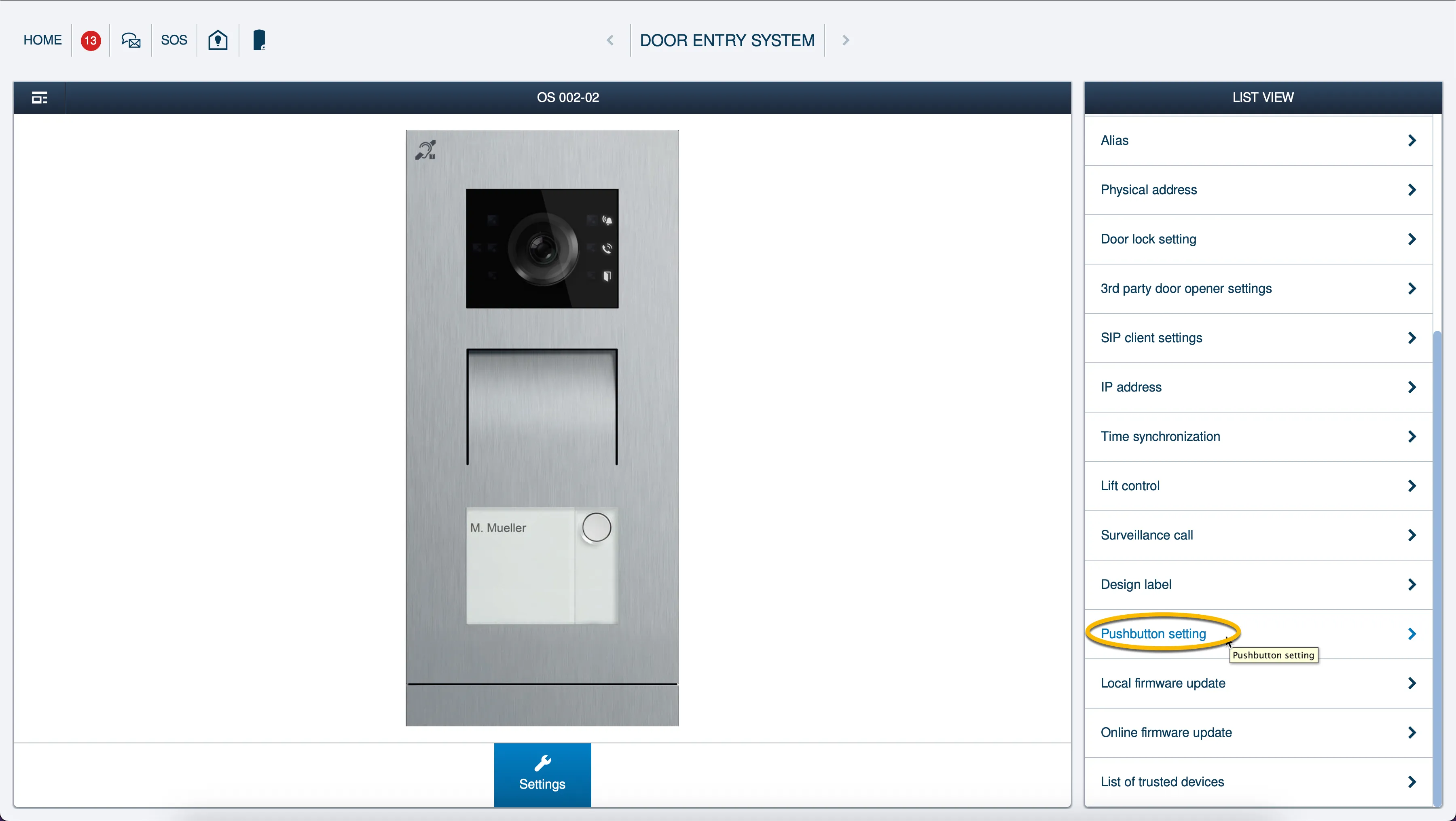 Pushbutton setting