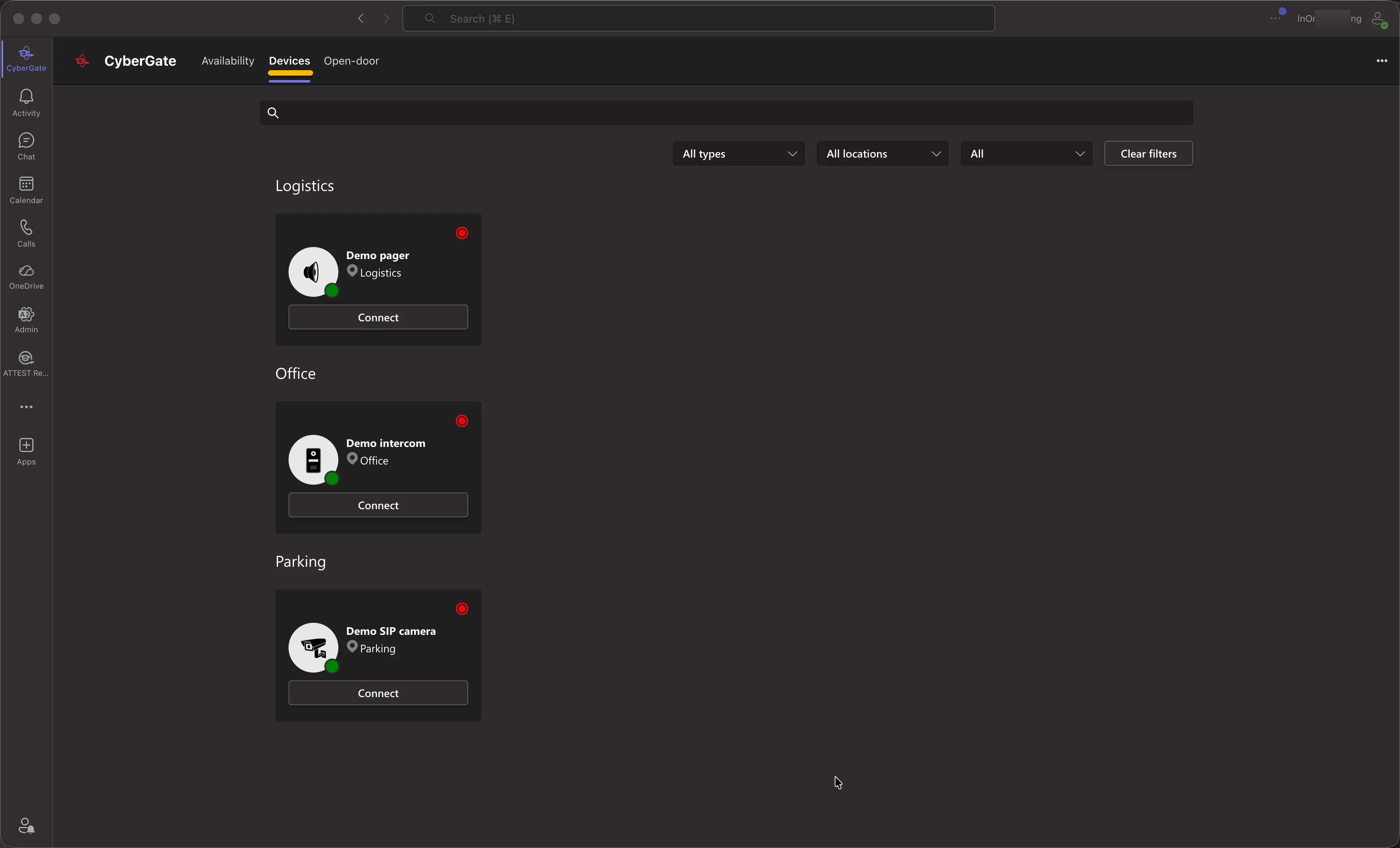CyberGate App - Devices