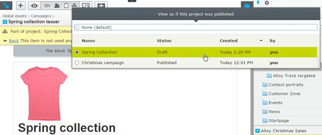 Previewing Commerce campaign