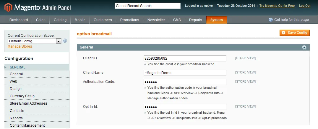 Image: General configuration Image: General configuration