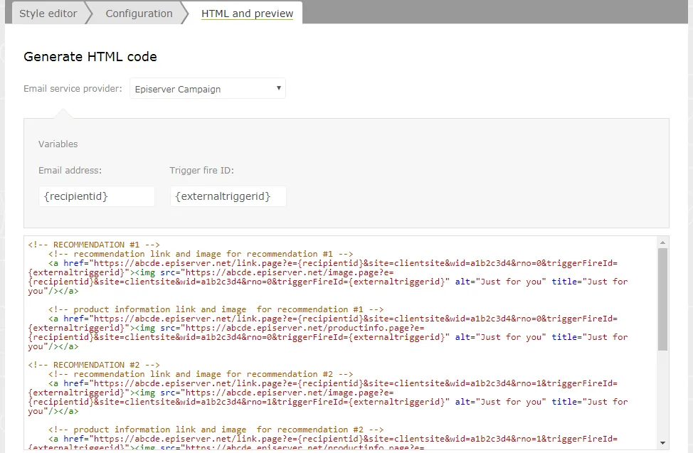 Image: Example of generated HTML code Image: Example of generated HTML code